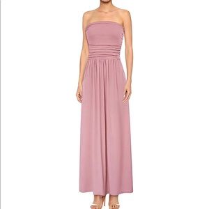 Strapless ruched casual blush maxi